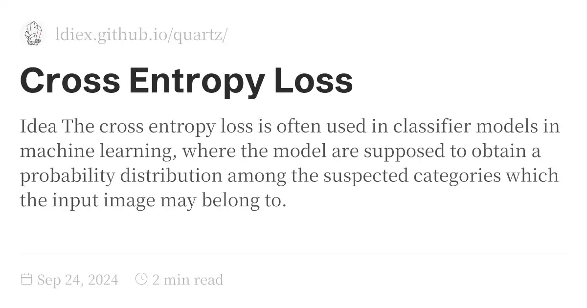 Cross Entropy Loss